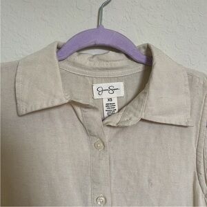 Cream Button-Up Mini Dress